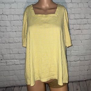 Croft & Barrow Yellow & White Plaid shirt size XL EUC